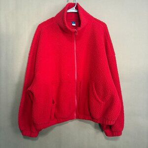 Old Navy Red Sherpa Jacket, Size X-Large (oversized fit)